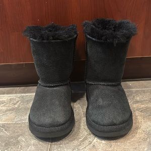 Bailey Bow Ugg Australia Black Fur Suede Leather Winter Fall Boots Toddler Uggs